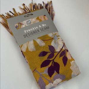 Frankie & Me Floral Designer Scarf - Mustard & Purple